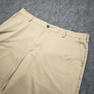 IZOD Chino Shorts Casual Mens 42" Khaki Stretch 9" Inseam Flat‎ Front Pockets